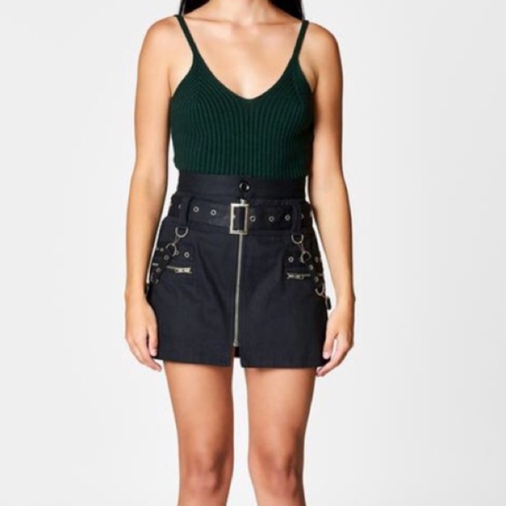 LF Black Carmar Denim Cargo Skirt